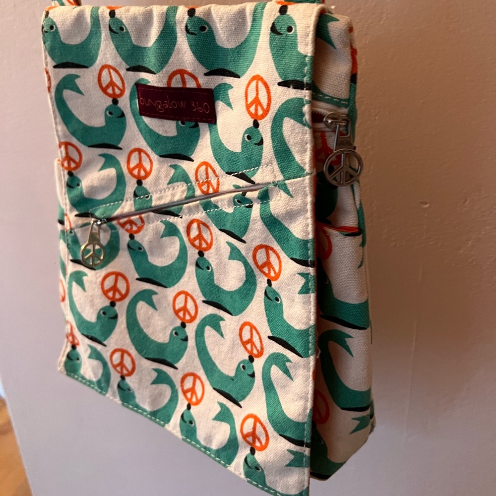 Small messenger bag unbleached canvas seals ☮️